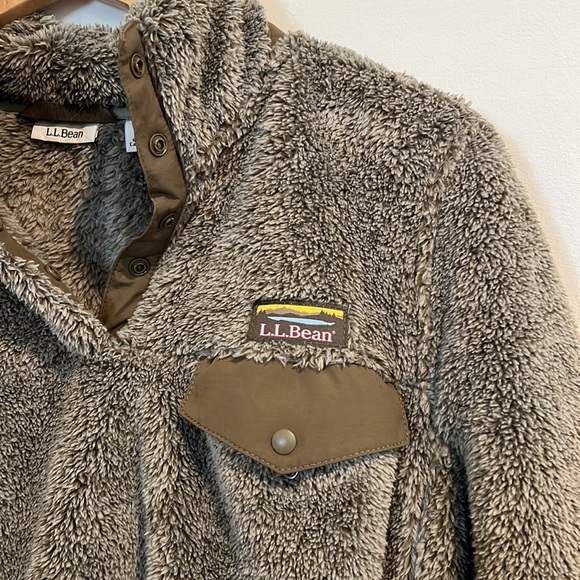 L.L.Bean Olive Green Fleece Pullover - L - Picture 3 of 6